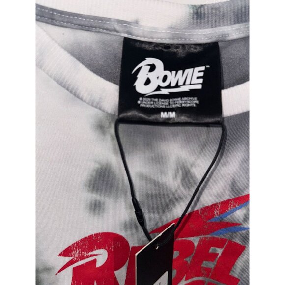 David Bowie Rebel Rebel Tie Dye Cropped Sweatshirt M/M Gray & White Polyester - Picture 3 of 8